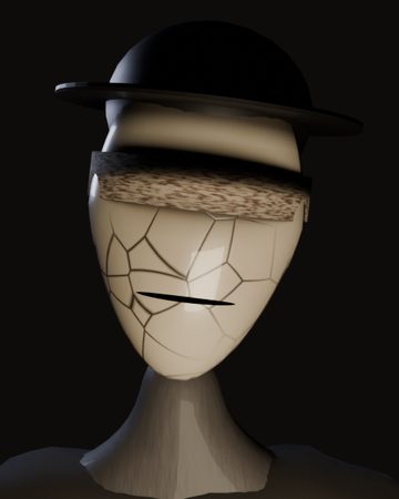 The Blind Guest's mask, blindfold and bowler hat